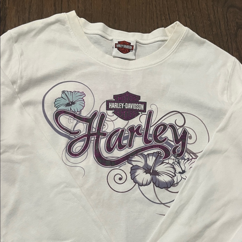 Harley-Davidson White and Purple Graphic Tee